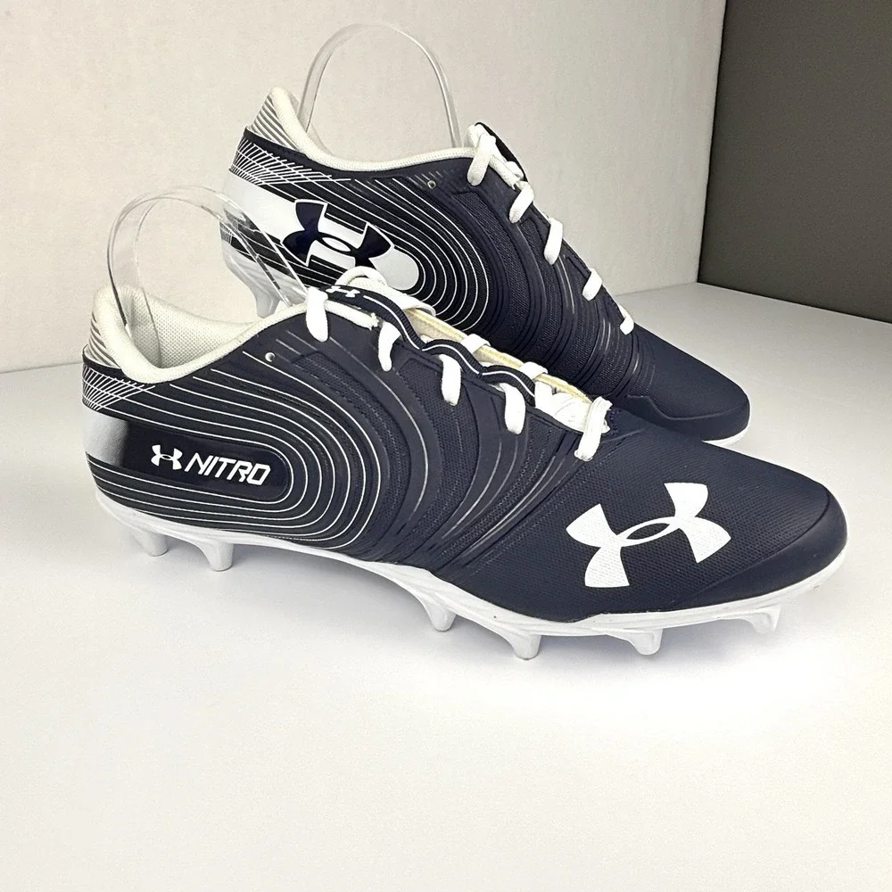 Under Armour Nitro Football Cleats Navy White Men's Size 12 NWOB 3000182-401